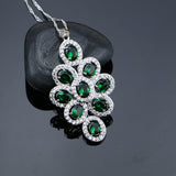 New Green Cubic Zirconia White Rhinestone Jewelery 925 Sterling Silver Jewelry Sets For Women Necklace/Pendant/Earrings/Bracelet