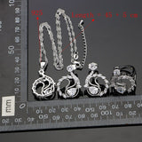 Natural White CZ White Crystal 925 Sterling Silver Jewelry Set For Women Earrings With Stone Ring Pendant Necklace Set