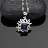 Square 925 Silver Jewelry Sets Natural Blue Cubic Zirconia Necklace Set For Women White Crystal Sterling Silver Jewelly