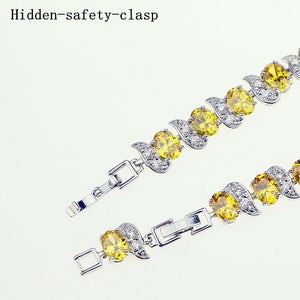 Bridal 925 Sterling Silver Jewelry Yellow Crystal White Zircon Length 18cm 21cm Link Chain Bracelets For Women Free Gift Box