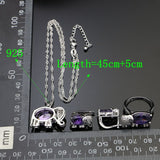 Animal Elephant Shaped Silver 925 Jewelry Sets For Women Purple CZ White Crystal Earrings/Pendant/Ring/Bracelet/Necklace Set