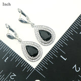 Water Drop Black Natural Gem Stone 925 Sterling Silver Jewelry Set Necklace/Pendant/Earrings/Rings/Bracelet For Women Free Box