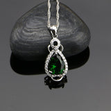 Water Drop 925 Sterling Silver Jewelry Sets Green Zircon White CZ  For Women Earrings/Ring/Necklace/Pendant Free Gift Box