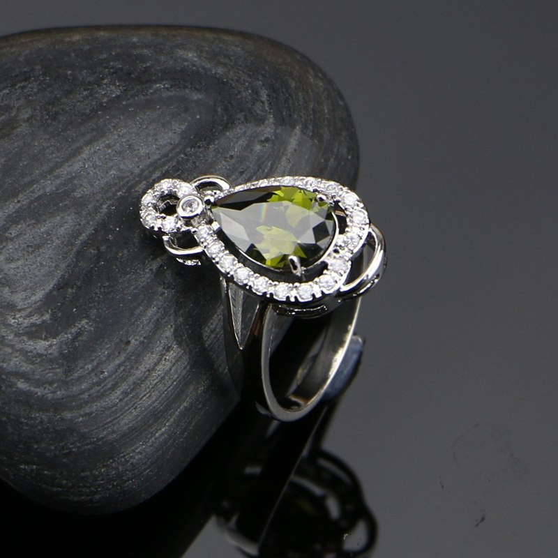 Olive Green Cubic Zirconia White CZ 925 Sterling Silver Jewelry Sets For Women Wedding Earrings/Rings/Pendant/Necklace