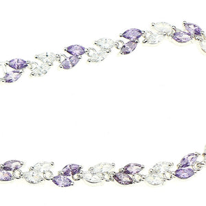 Alluring 925 Sterling Silver Jewelry Purple Natural Crystal White Zircon Created Chain Link Bracelet For Women Free Gift Box