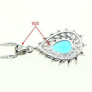 Sky Blue Cubic Zirconia White Crystal Jewelery 925 Sterling Silver Jewelry Sets Women Wedding Necklace/Earrings/Ring/Pendant 