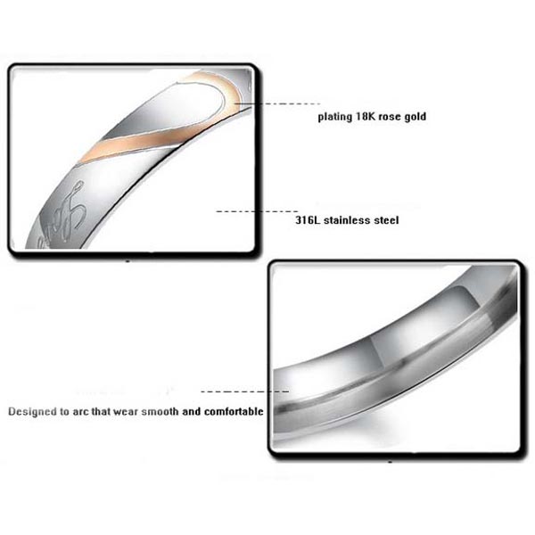 1PC Valentines Titanium Steel Heart Shape Puzzle Ring Couples Rings 