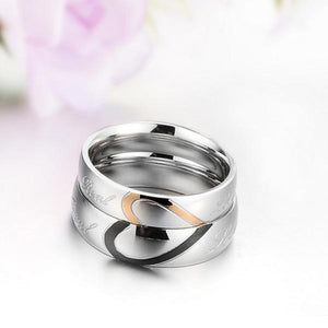 1PC Valentines Titanium Steel Heart Shape Puzzle Ring Couples Rings 