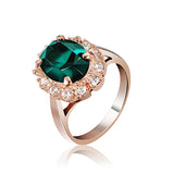 Elegant Italina Rose Gold Crystal Emerald Women Finger Ring