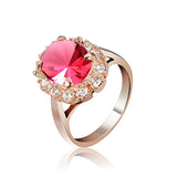 Elegant Italina Rose Gold Crystal Emerald Women Finger Ring