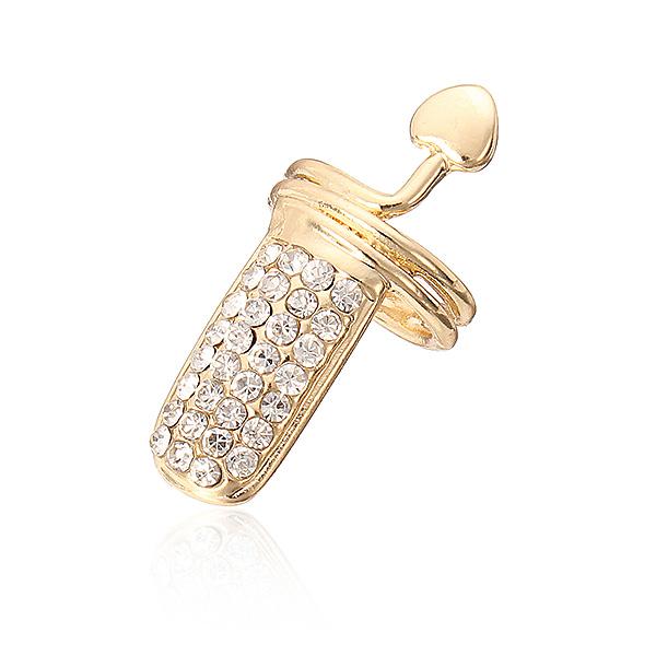 Gold Silver Rhinestone Heart Fingernail Ring Women Jewelry