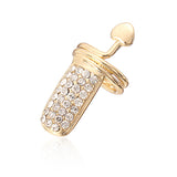 Gold Silver Rhinestone Heart Fingernail Ring Women Jewelry