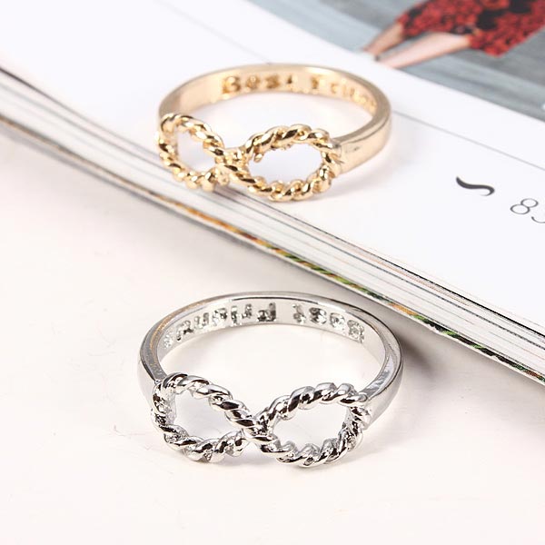 Sweet Gold Silver Plated Best Friends Words Bowknot Ring