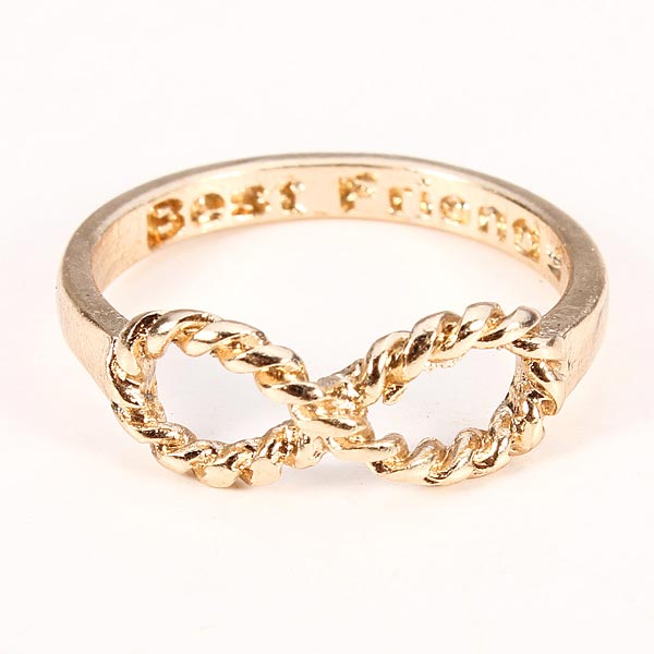 Sweet Gold Silver Plated Best Friends Words Bowknot Ring