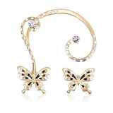 18K Gold Plated Rhinestone Butterfly Ear Clip Stud Earrings Jewelry