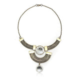 Bronze Vintage Moon Crystal Statement Necklace Metal Choker