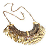 Vintage Gold Plated Tassel Statement Bib Choker Necklace For Women
