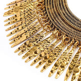 Vintage Gold Plated Tassel Statement Bib Choker Necklace For Women