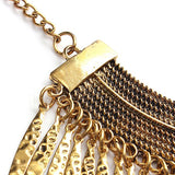 Vintage Gold Plated Tassel Statement Bib Choker Necklace For Women