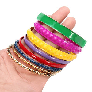 Colorful Alloy Multilayer Bangle Bracelet Women Jewelry