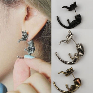 Unisex 1pc Lovely Long Tail Leopard Cat Ear Stud Creative Puncture Earrings for Men Women