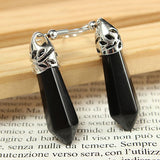 Vintage Hexagonal Pendulum Gemstone Column Dangle Earrings Eardrop