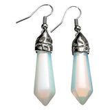 Vintage Hexagonal Pendulum Gemstone Column Dangle Earrings Eardrop