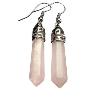 Vintage Hexagonal Pendulum Gemstone Column Dangle Earrings Eardrop