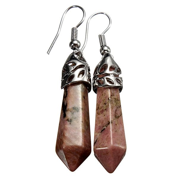 Vintage Hexagonal Pendulum Gemstone Column Dangle Earrings Eardrop