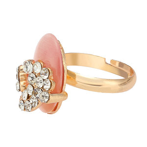 Gold Plated Lovely Crystal Little Feet Alloy Opal Rings For Women