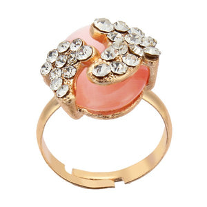 Gold Plated Lovely Crystal Little Feet Alloy Opal Rings For Women