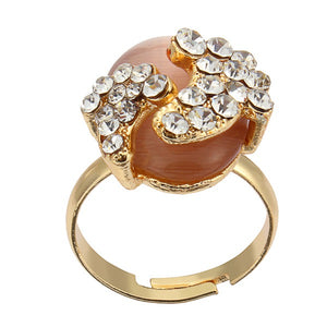 Gold Plated Lovely Crystal Little Feet Alloy Opal Rings For Women