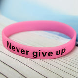 Multicolor Luminous Never Give Up Silicone Bracelet Wristband Unisex