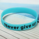 Multicolor Luminous Never Give Up Silicone Bracelet Wristband Unisex