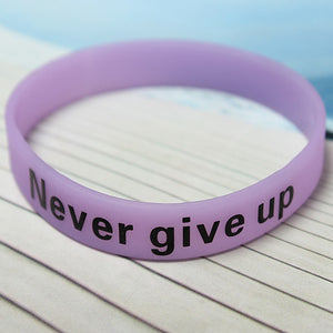 Multicolor Luminous Never Give Up Silicone Bracelet Wristband Unisex