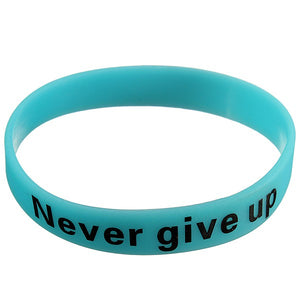 Multicolor Luminous Never Give Up Silicone Bracelet Wristband Unisex