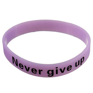 Multicolor Luminous Never Give Up Silicone Bracelet Wristband Unisex