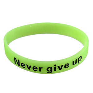 Multicolor Luminous Never Give Up Silicone Bracelet Wristband Unisex