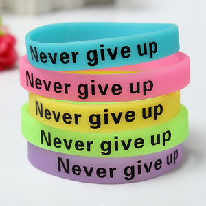 Multicolor Luminous Never Give Up Silicone Bracelet Wristband Unisex