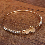 Opal Hearts Crystal Love Bowknot Gold Plated Cuff Bracelet