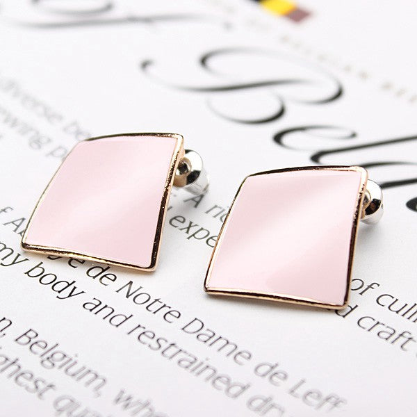 Candy Color Alloy Oil Rhombus Ear Stud Earrings Women Jewelry