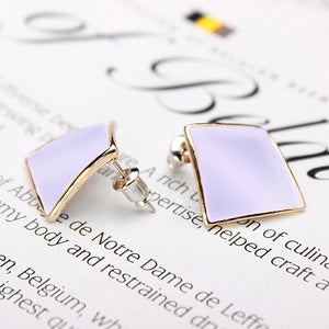 Candy Color Alloy Oil Rhombus Ear Stud Earrings Women Jewelry