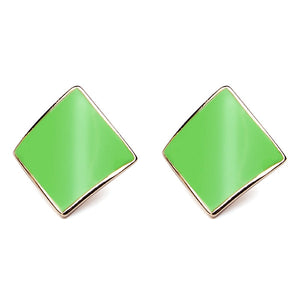 Candy Color Alloy Oil Rhombus Ear Stud Earrings Women Jewelry