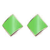 Candy Color Alloy Oil Rhombus Ear Stud Earrings Women Jewelry