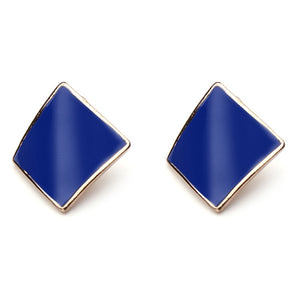 Candy Color Alloy Oil Rhombus Ear Stud Earrings Women Jewelry