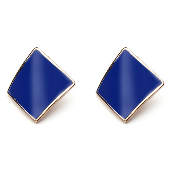 Candy Color Alloy Oil Rhombus Ear Stud Earrings Women Jewelry