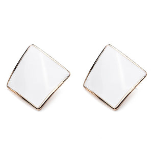 Candy Color Alloy Oil Rhombus Ear Stud Earrings Women Jewelry