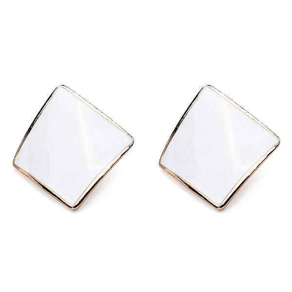 Candy Color Alloy Oil Rhombus Ear Stud Earrings Women Jewelry