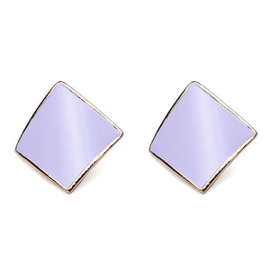 Candy Color Alloy Oil Rhombus Ear Stud Earrings Women Jewelry