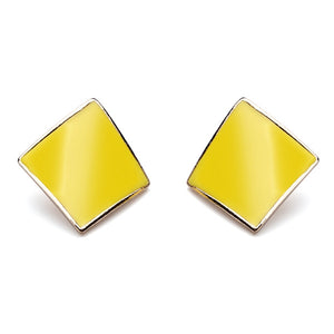 Candy Color Alloy Oil Rhombus Ear Stud Earrings Women Jewelry